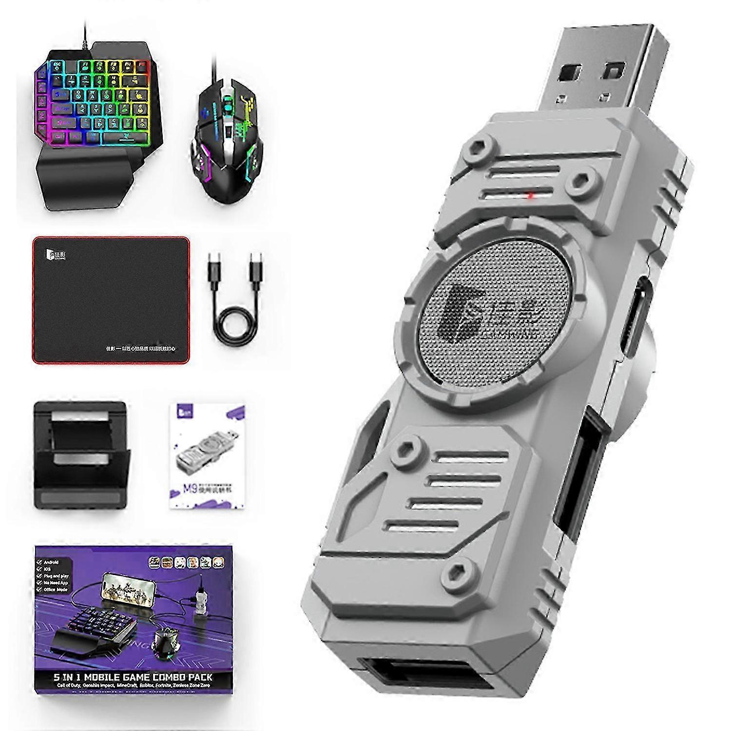 Typ A GAMWING M9 5-w-1 przewodowy + Bluetooth Dual Mode Mobile Game Converter z klawiaturą i myszą