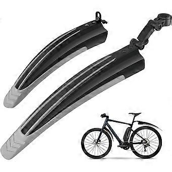 Juego de guardabarros de bicicleta, portátil ajustable de carretera Bicicleta de montaña Neumáticos de ciclismo Guardabarros delanteros y traseros (gris)
