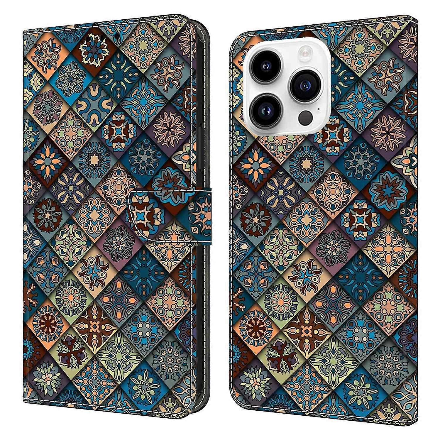 For iPhone 16 Pro Wallet Case Pattern Printing Stand Leather Flip Phone Cover