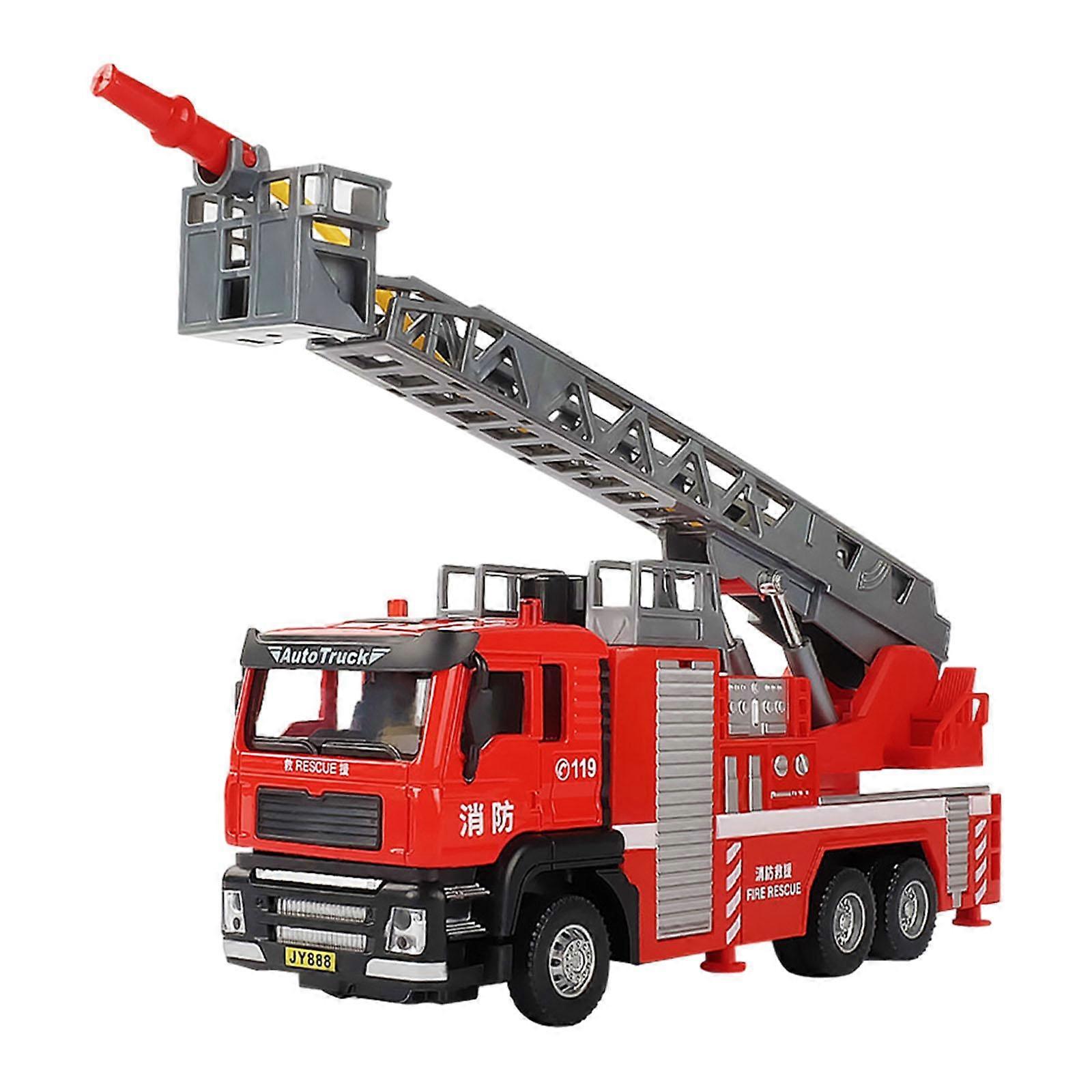 1:50 Simulation Fire Truck Model Friction Powered Vehicle Realistic Water