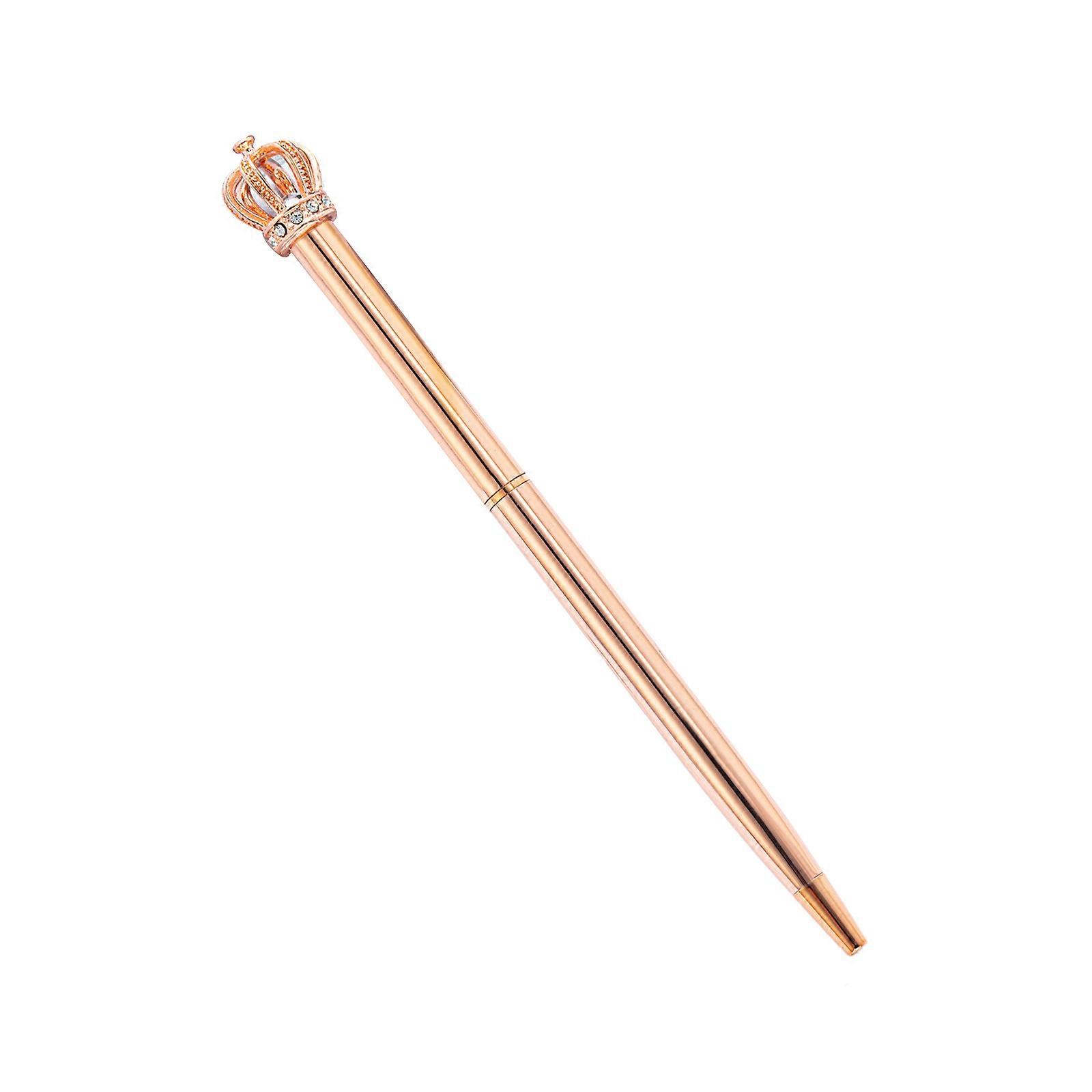 Crown Metal Στυλό διαρκείας Μαύρο μελάνι Twist Action Refillable Γράψτε ομαλά Υπογράφοντας στυλό για παιδί μαθητή Μπομπονιέρα για πάρτι ενηλίκων Ροζ χρυσό