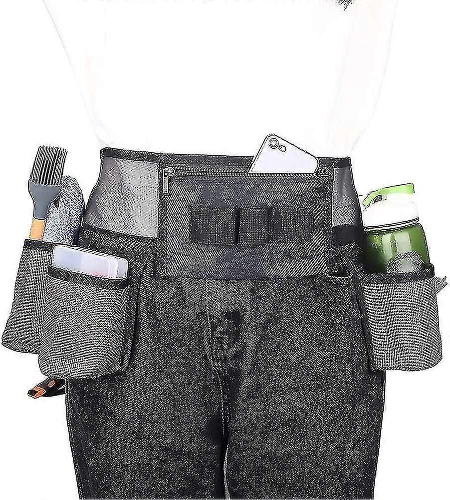 Cleaning Tool Belt With 4 Pockets And 3 Elastic Slots Nylon Mesh Adjustable Tool Belt Bag For House Cleaning Tool Bag With Belt For Gardeners Clean