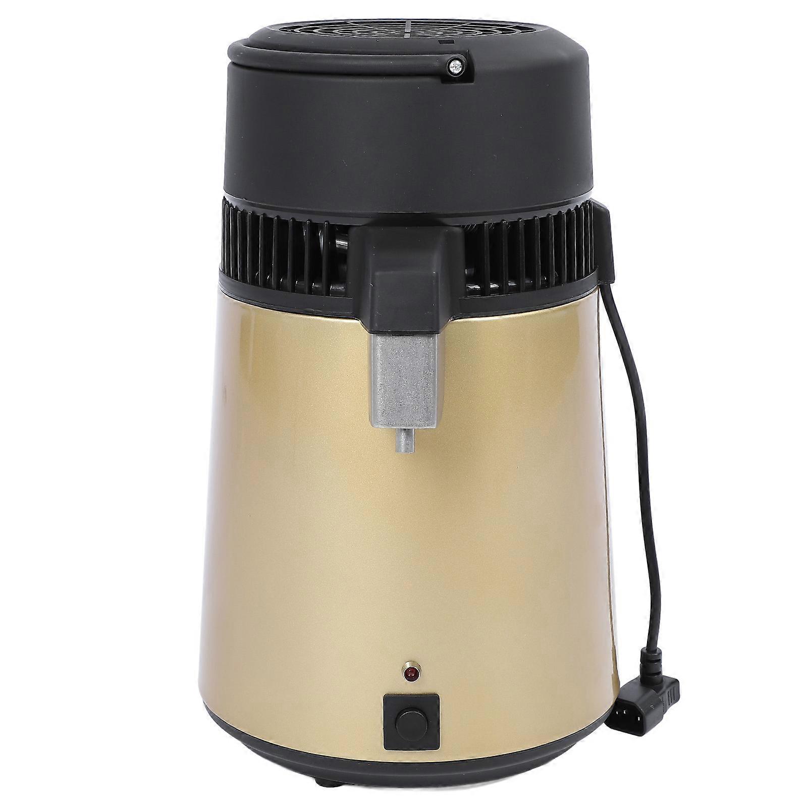 4L Distilled Water Maker 750W Gold Automatic Countertop Water Distiller with Single Button Blue Bottle for Home Dental Clinic EU Plug 220V