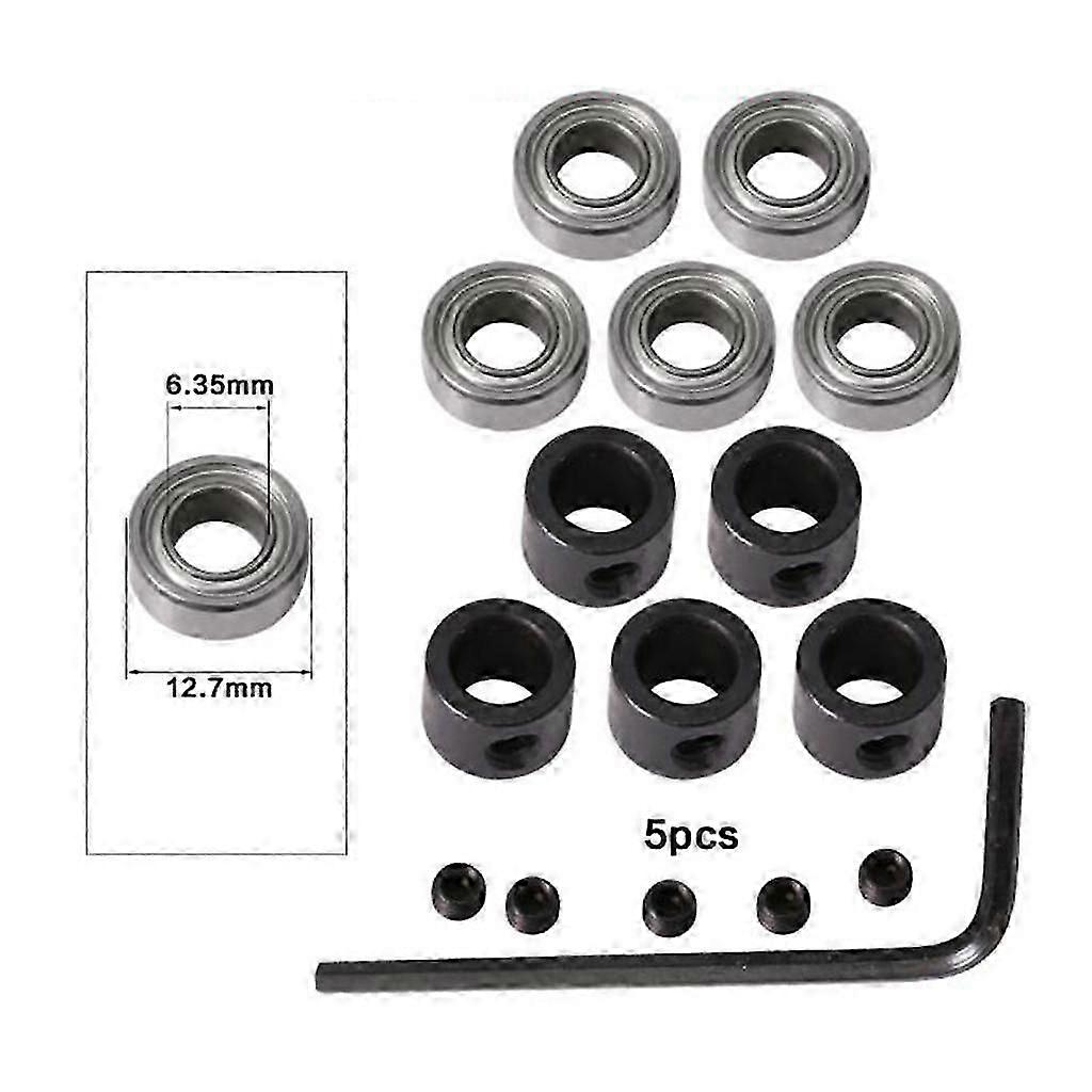 3xRouter Bit Top and Shank Bearings Accessory 5pcs Inner 6.35mm Outer 12.7mm