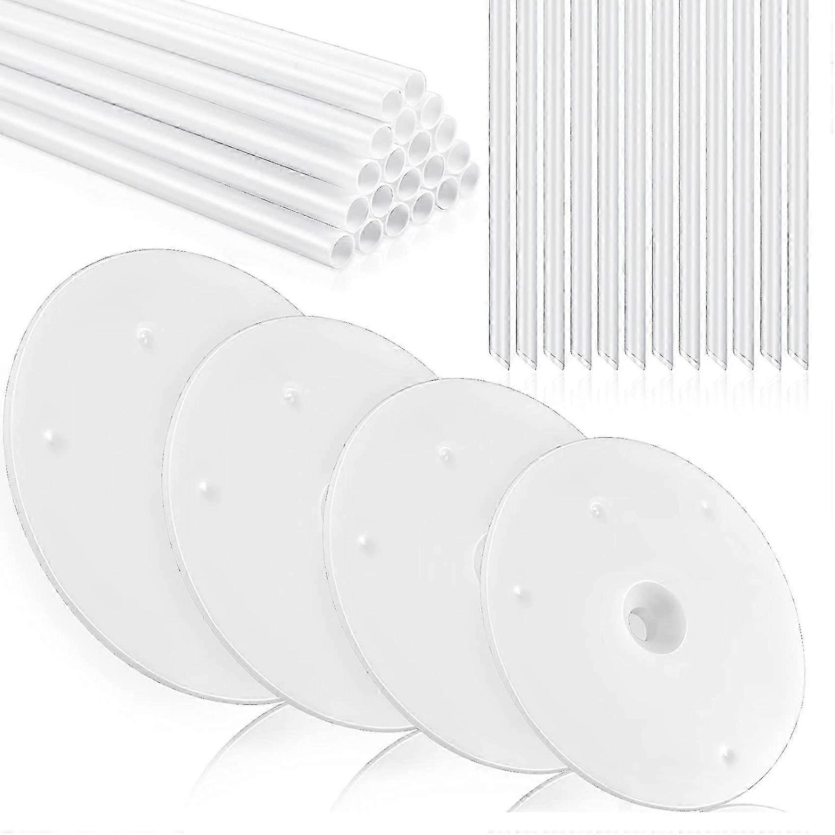 Set of 36 Plastic Cake Support Rods Including 20 White Cake Sticks and 4 Cake Separator Tools for Enhanced Stability