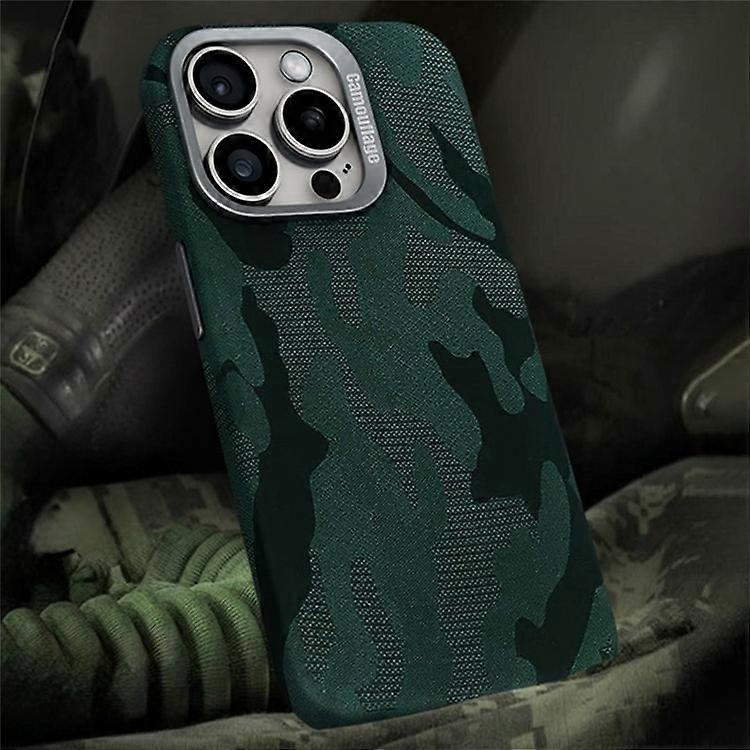 Compatible For iPhone 15 Pro Magnetic Case Camouflage Pattern Shockproof PC+PU Phone Cover