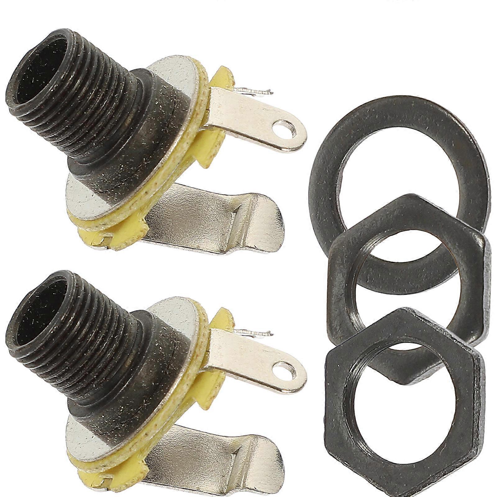 2pcs Guitar Bass Input Output Jack Socket Metal Panel Mount Mono Connector With Screw Nut For Electric Guitar And Bass Replacement