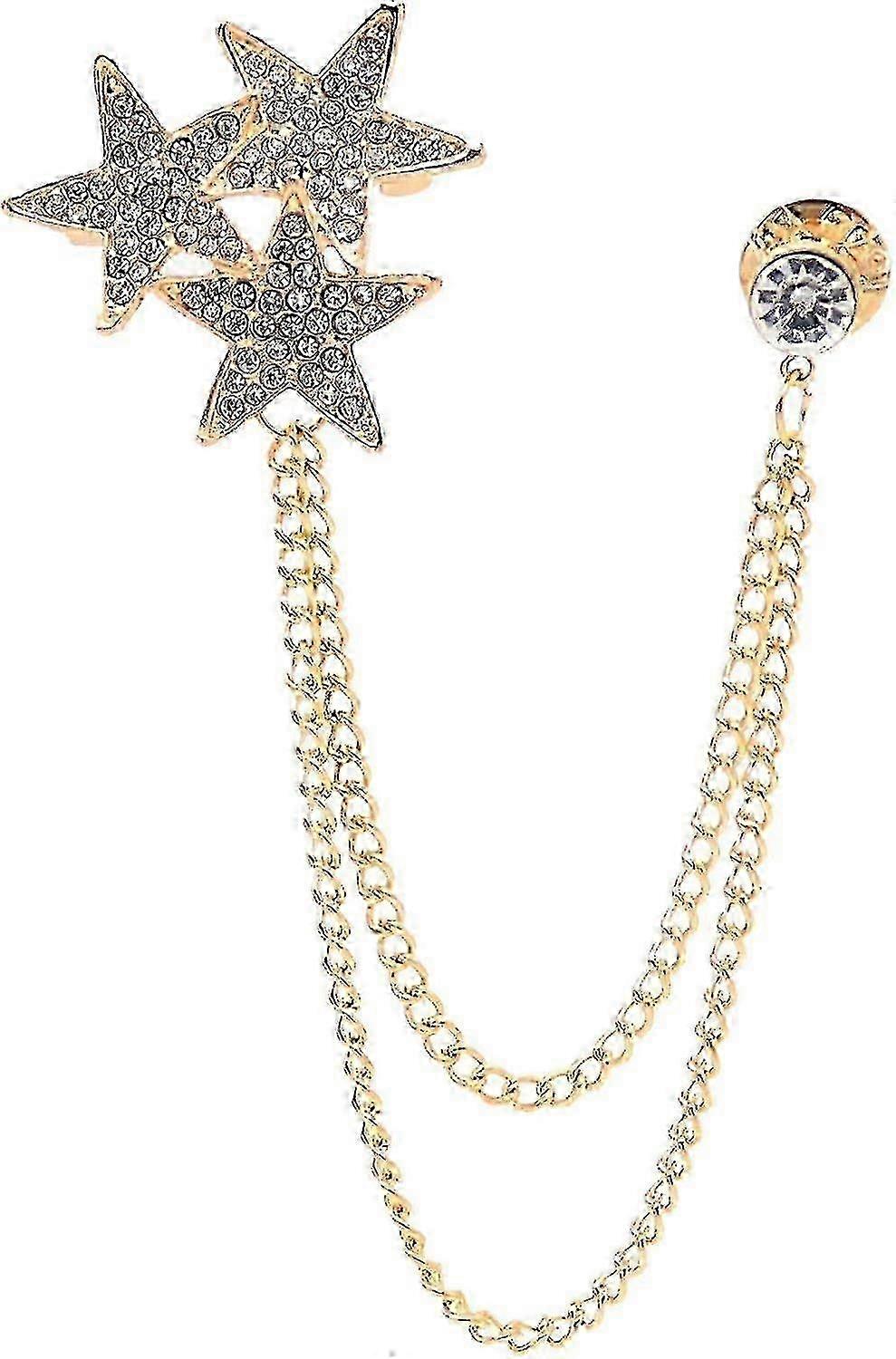 ゴールドシルバーメッキローズバイオリンブローチ、クリスタルチェーン付き