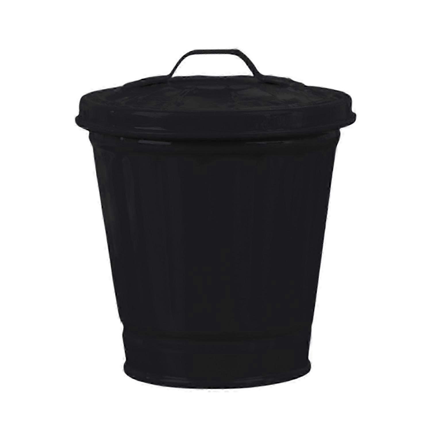 Leakproof Desk Trash Can with Lid, Bucket-Shaped Waste Bin for Home Office Use, Durable Coated Large Opening Garbage Storage