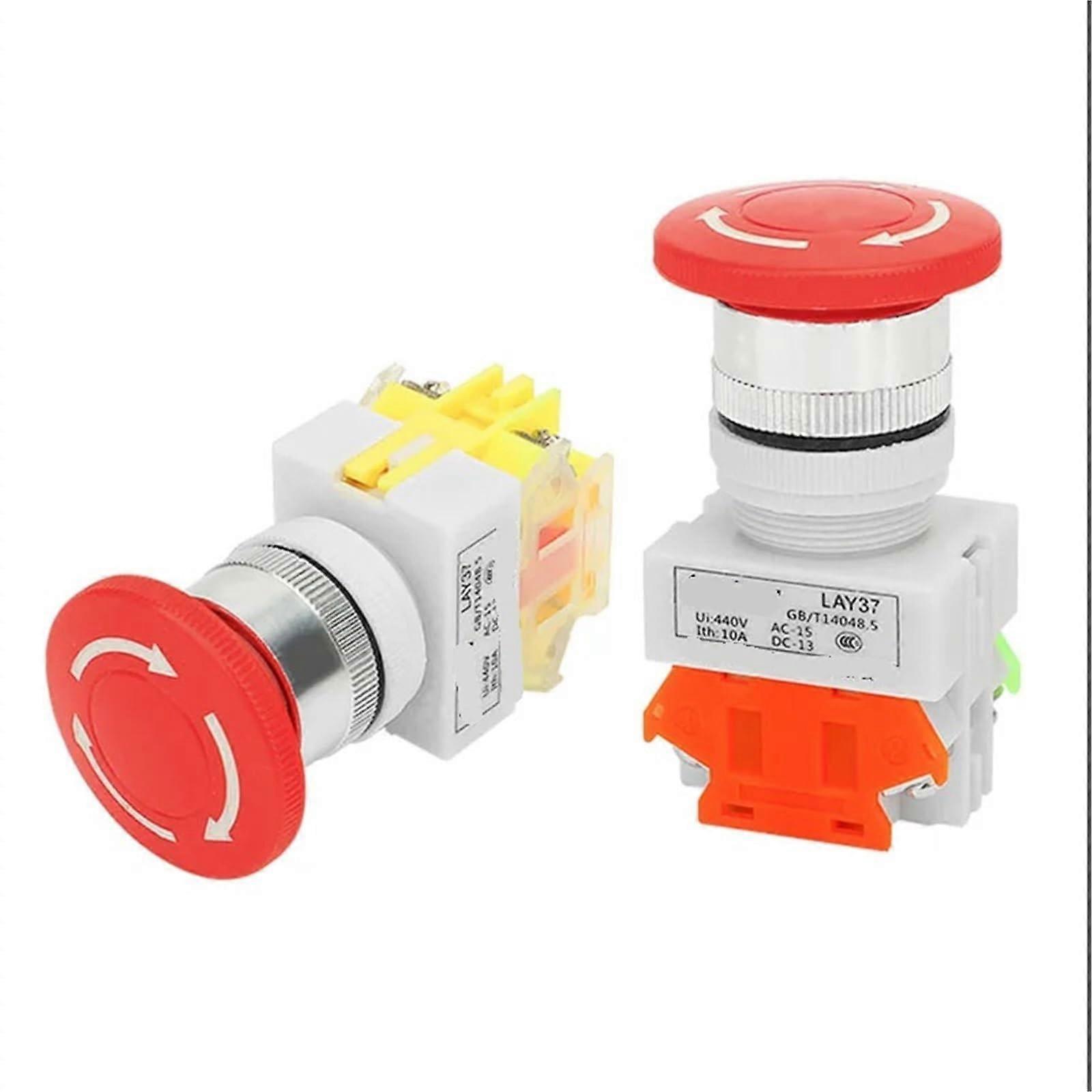 22/25/30mm Button Switch LA37 AC 660V 10A Latching Self-Lock 1NC 25mm For Elevator Equipment