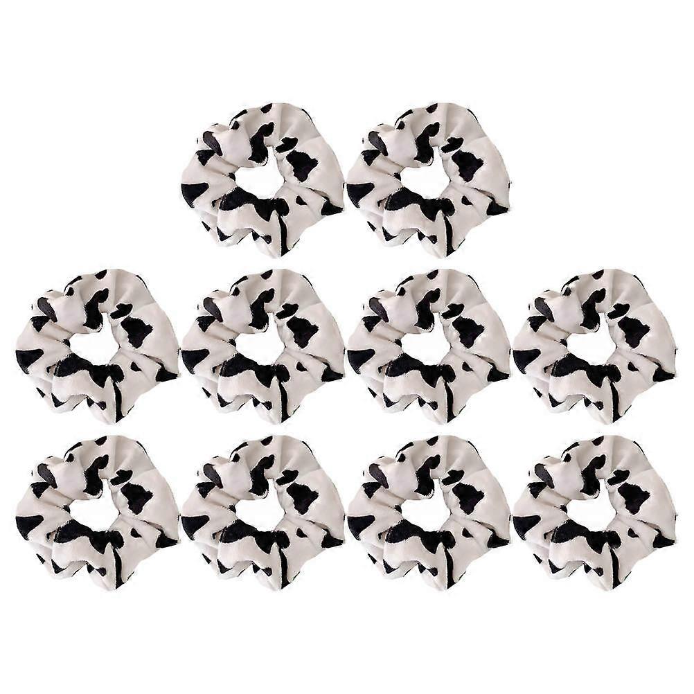 Cow Pattern Hair Scrunchies Soft Elastic Ponytail Hairbands for Daily Wear, Parties, Weddings, Festivals Stylish Plush Hair Ties Accessory Set of