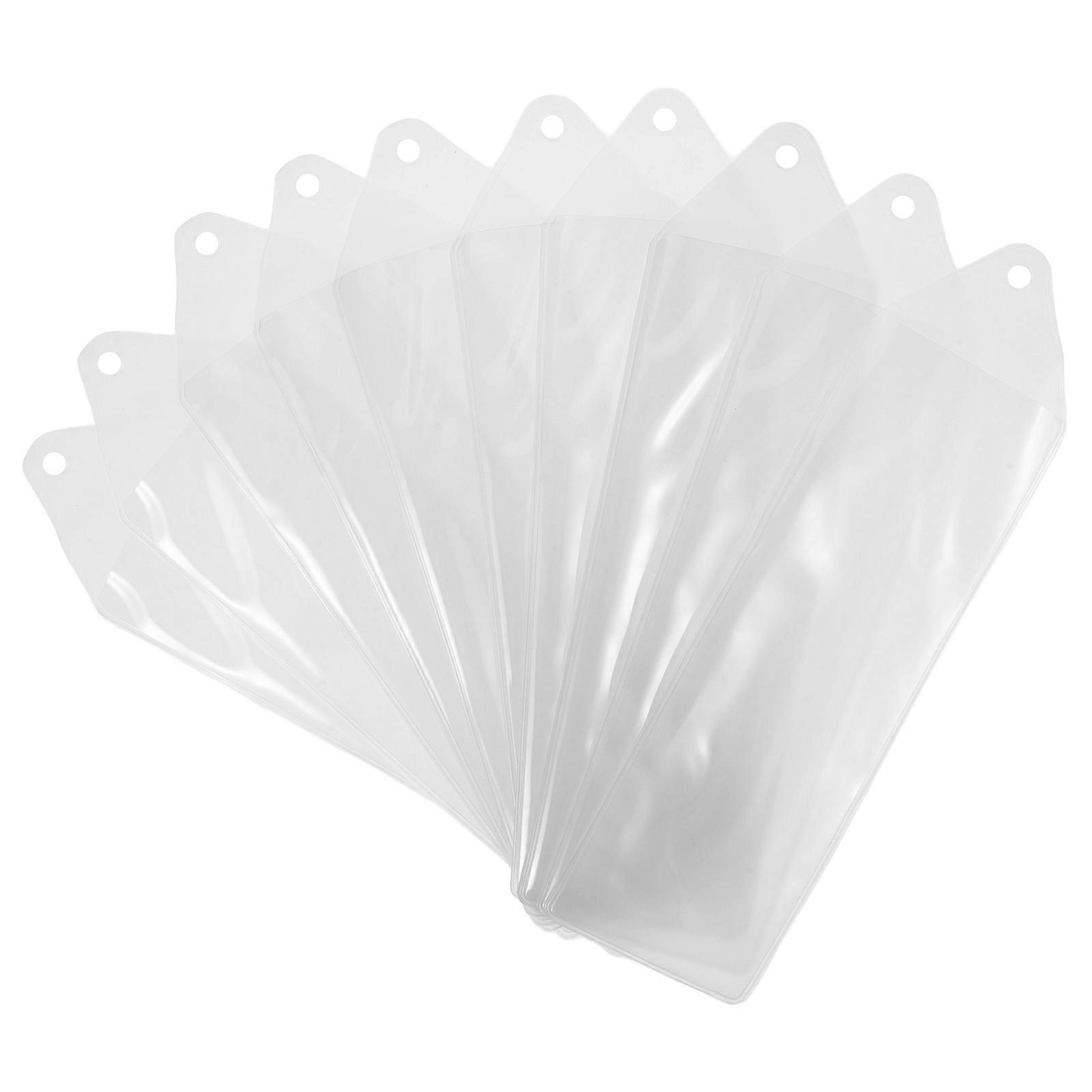 10pcs Transparent PVC Bookmark Protectors with Clear Triangular Top Sleeves for School, Office, and Reading Organization