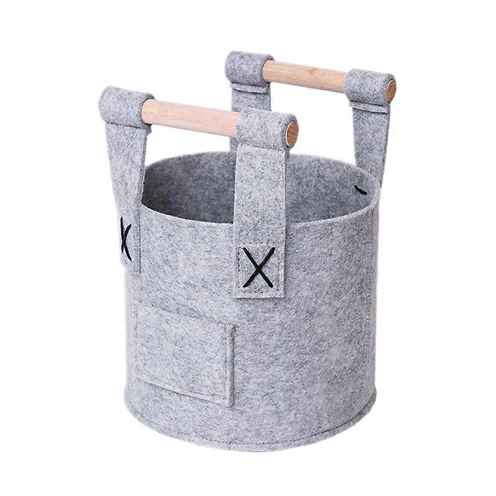 Storage Bucket with Handles for Easy Carrying Creative Barrel Shape Grey 1 Pc
