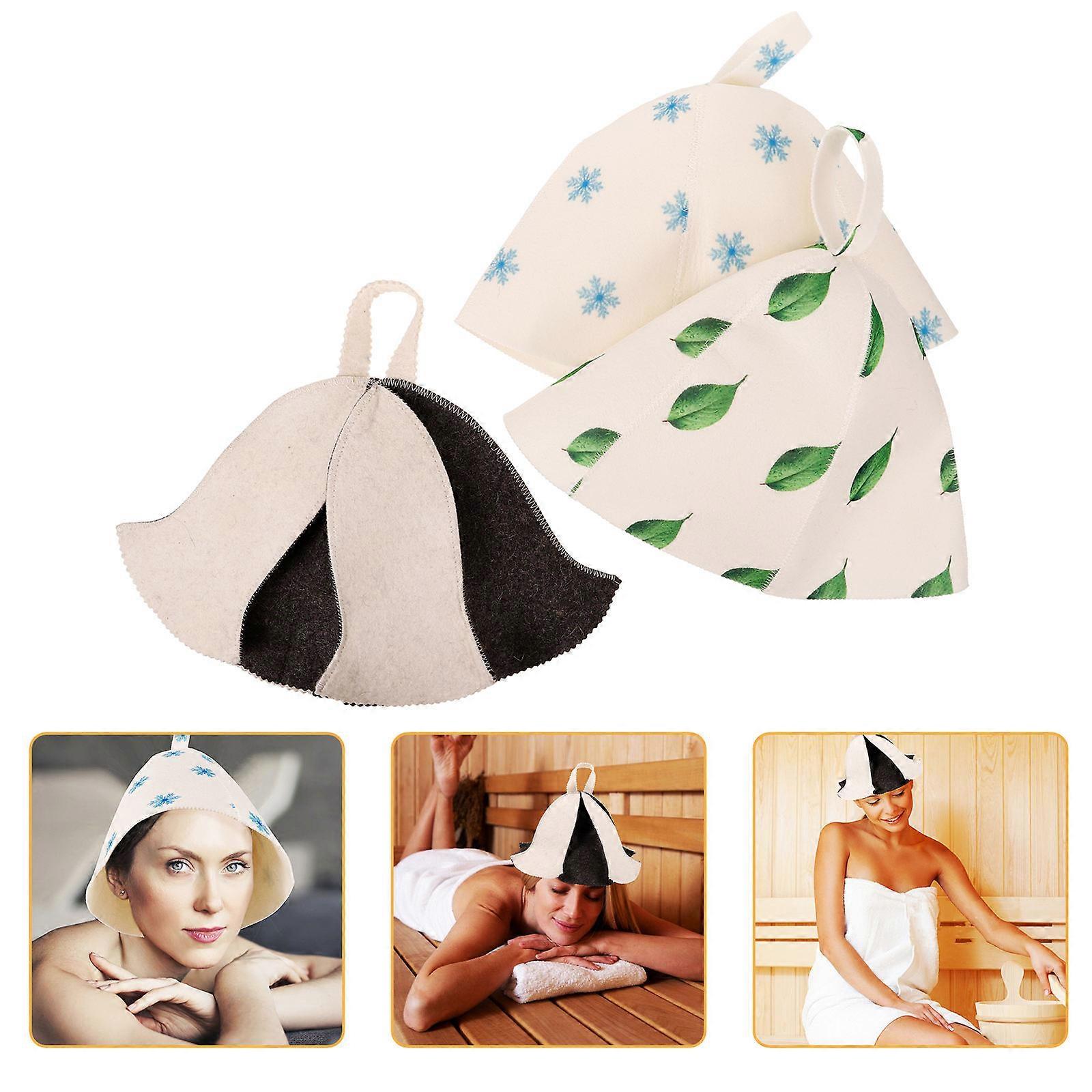 Reusable Sauna Hat 3Pcs Moisture Absorbing Felt Protection For Bathing Stylish Assorted Color Gear
