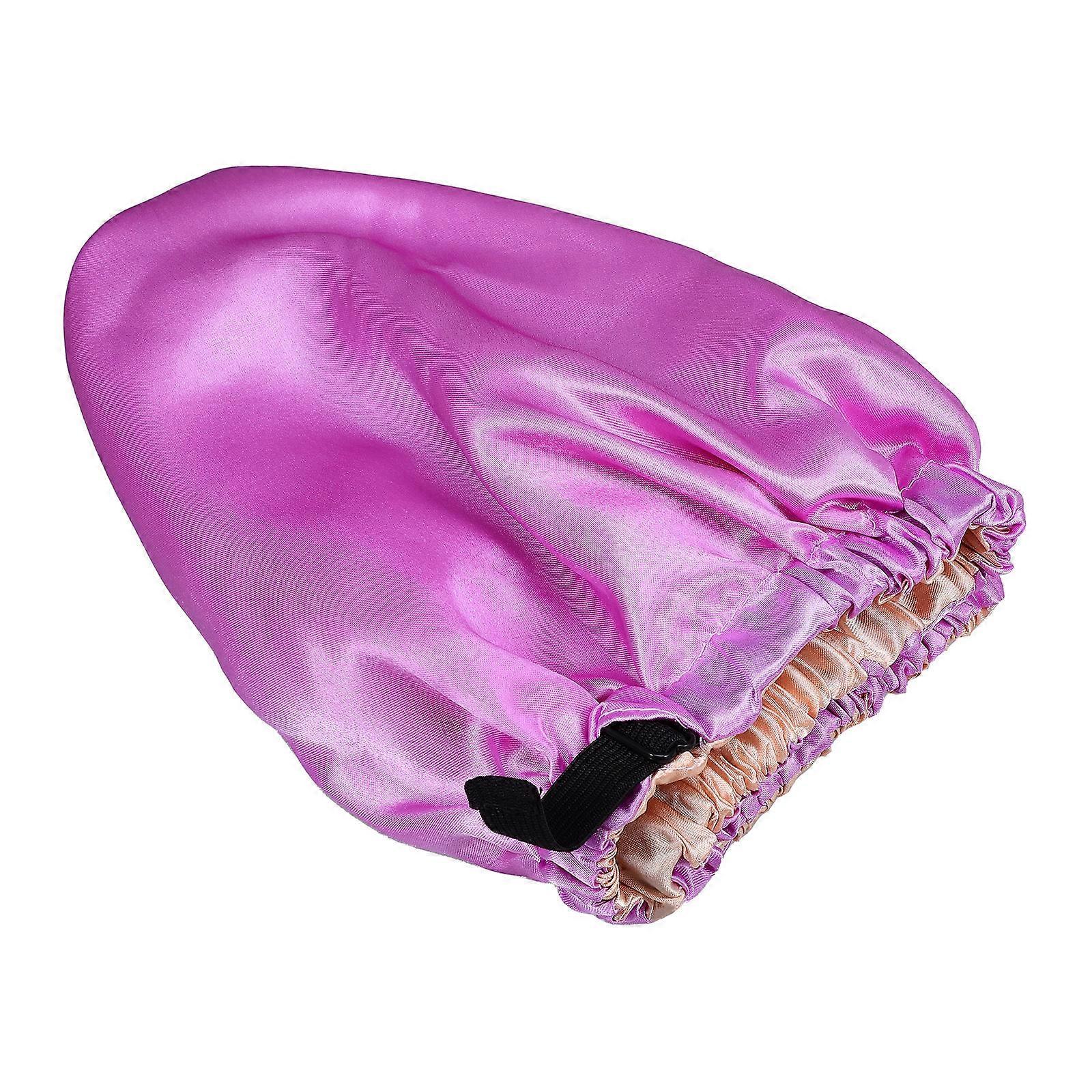 Satin Sleeping Bonnet for Women – Adjustable, Soft Hair Wrap for Long Hair, Comfortable Daily Use Cap for Face Washing and Makeup, Purple Design