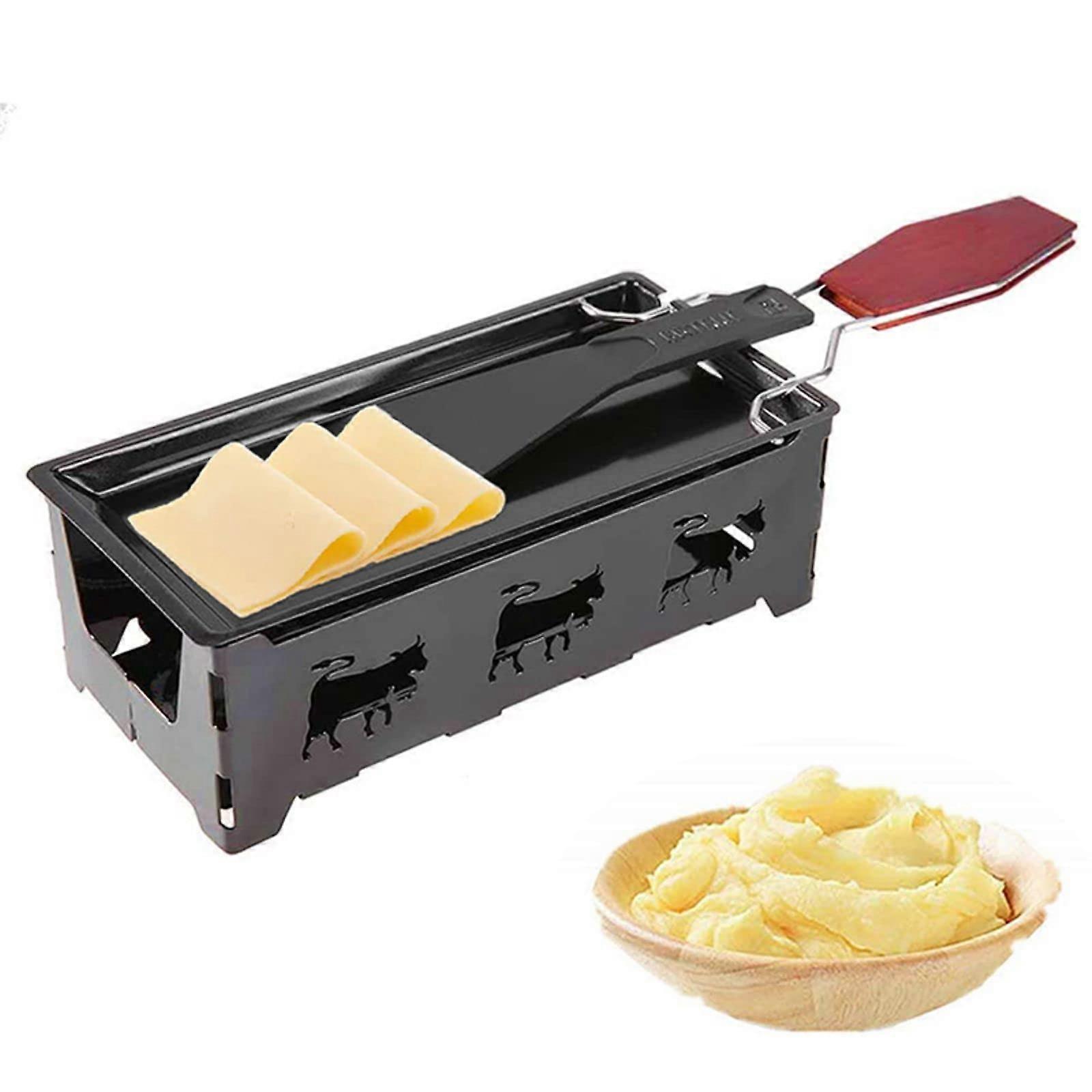 Mini Raclette Grill For 1-2 People, Oven With Folding Wooden Handle, Metal Frame, Non-Stick Pans, Scraper #1 #2