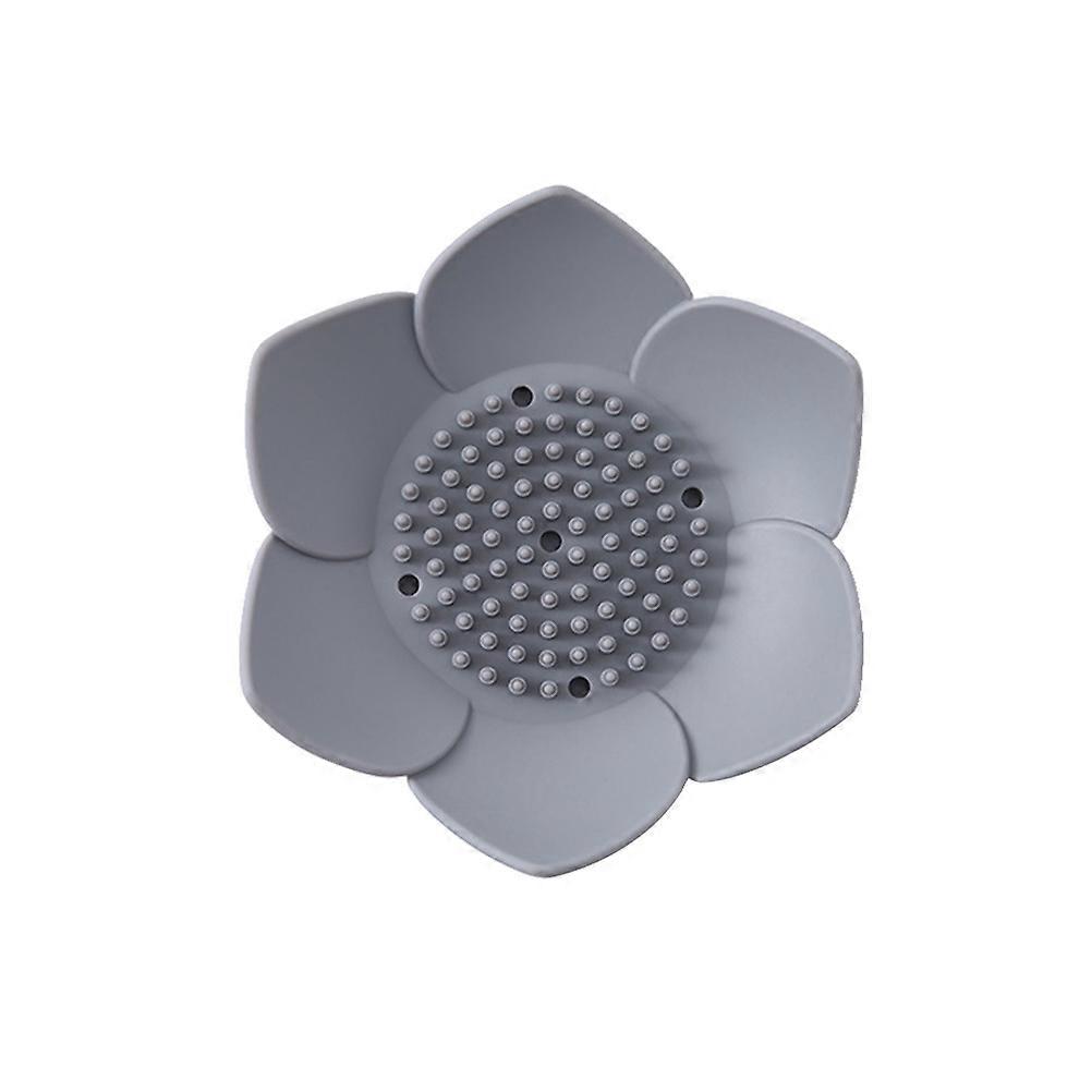 Silicone Soap Dish Flower Shape For Shower Bathroom With Drainage 12.5 x 12.5 x 3cm 1Pcs