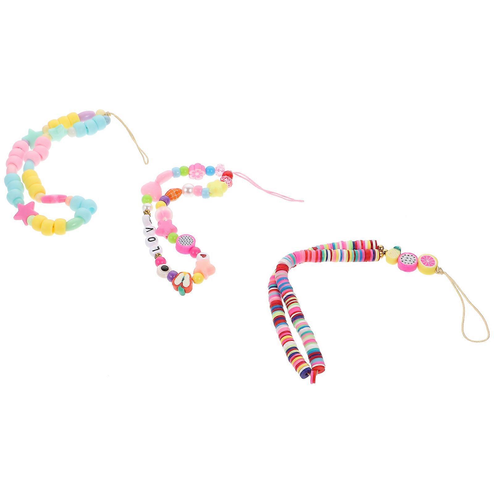 Mobile Phone Hand Lanyard Wrist Strap For Phone Polymer Clay String Material 18.00X3.00X1.00CM 3Pcs
