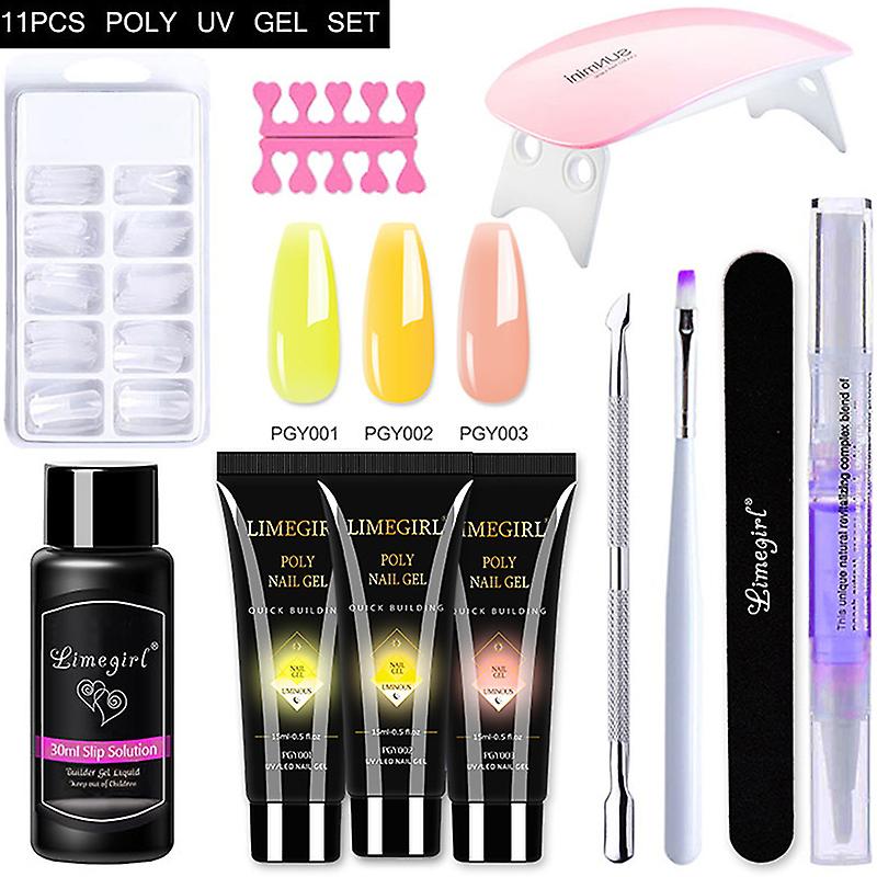 15ml Extension Kit Glitter Clear Color Nail Art Set Crystal Fast Building Nail