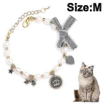 Dog Cat Pearls Necklace Collar Bling Accessories Ribbon Love Charm