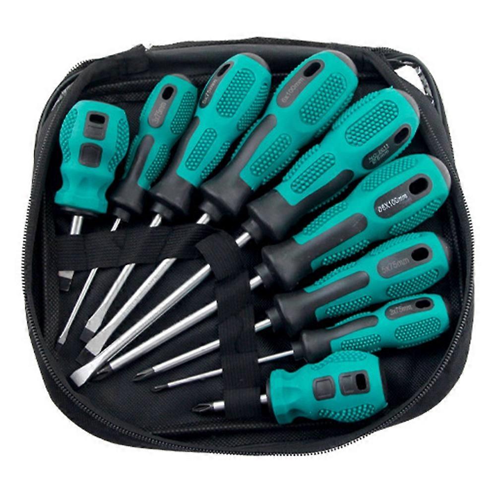 9 PCS Screwdriver Set Two Tone Rubber Handle Magnetic Phillips / Flathead Multi-Function Repair Tool