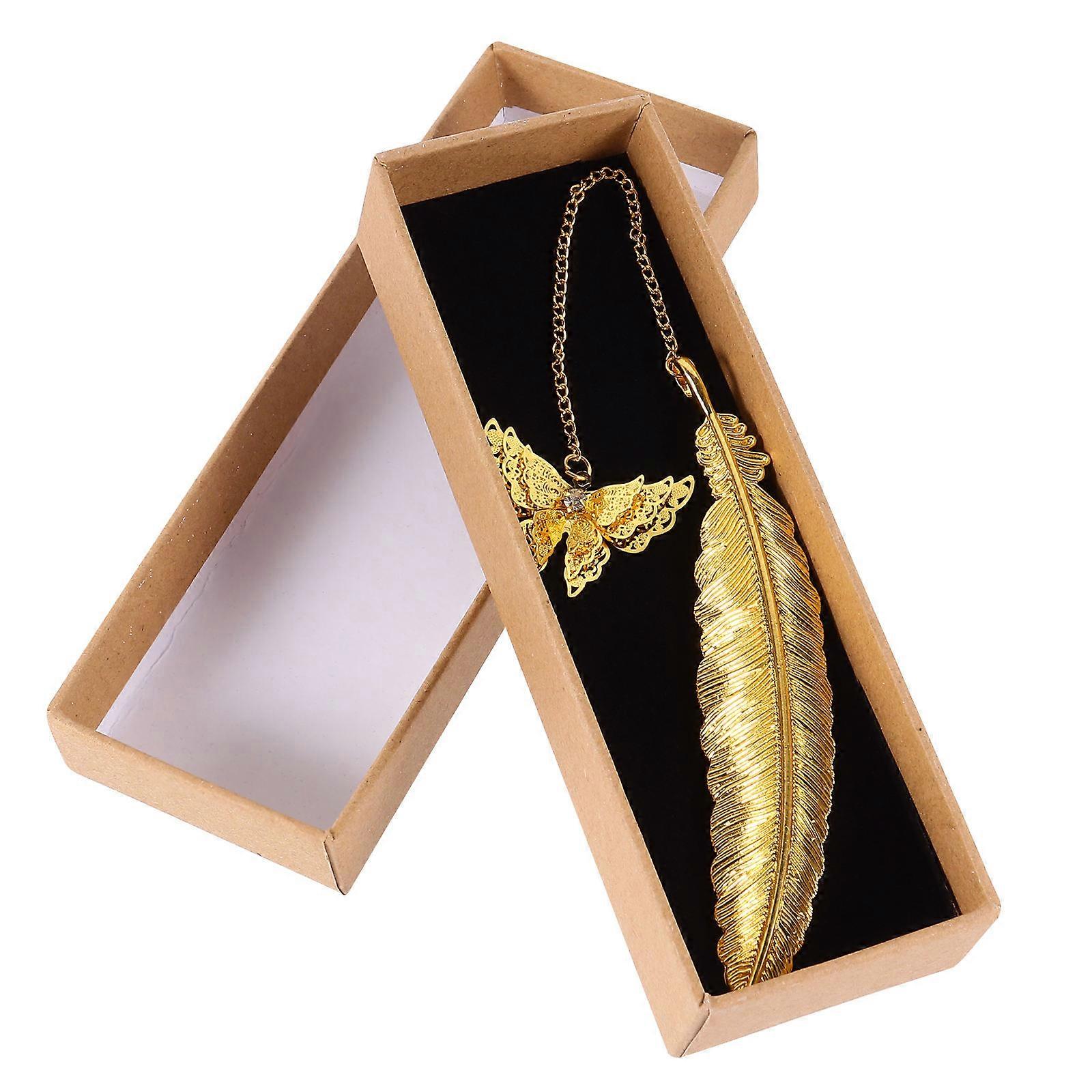 Retro Metal Bookmarker Shaped Golden 10.5x2cm for Reading and Tagging Books 1Pc