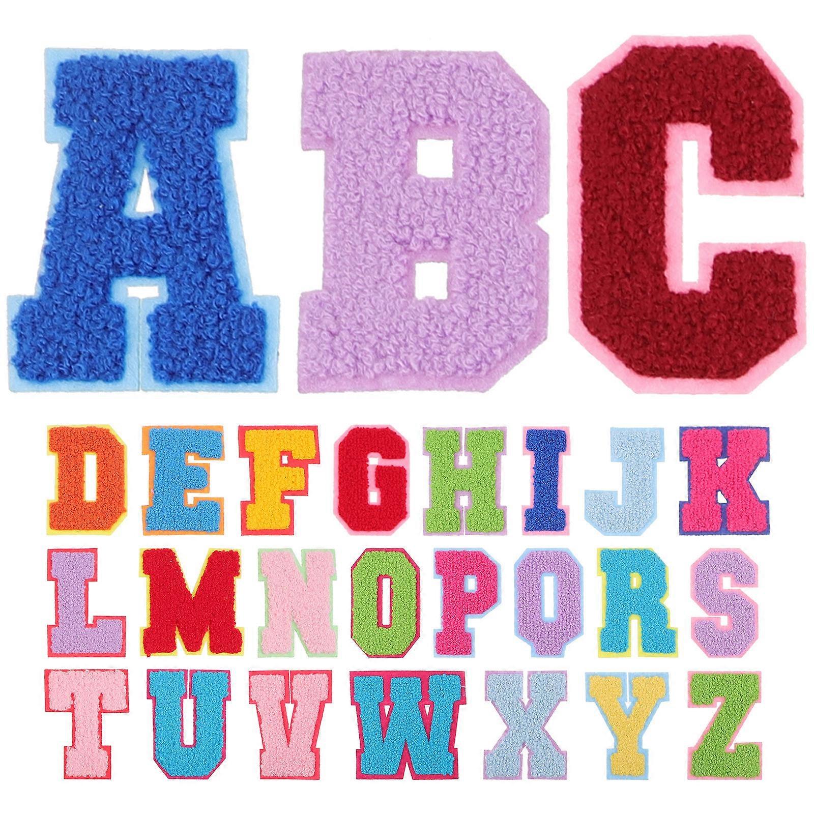 Embroidered Cloth Stickers Letter Iron on Patches General Users Assorted Color 7x5.5cm DIY Style 26Pcs