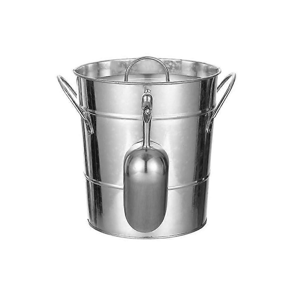 Ice Bucket Stainless Steel With Lid Portable Bar Ice Bucket For Champagne And Beer Silver
