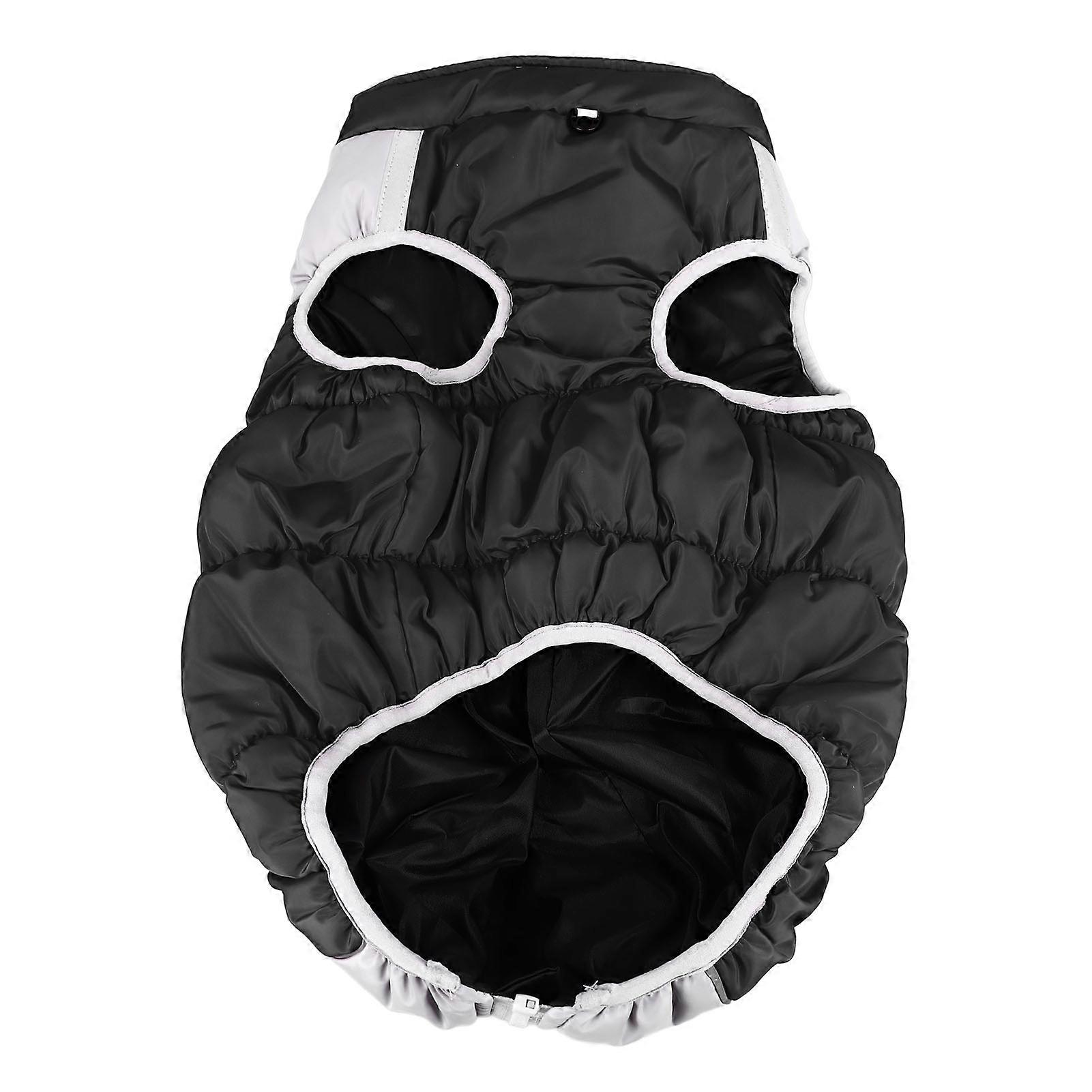 Winter Dog Coat Soft Cotton Thickened Warm Reflective Dog Jacket Vest Clothes Dog Harness Coat for Most Dogs Black XL