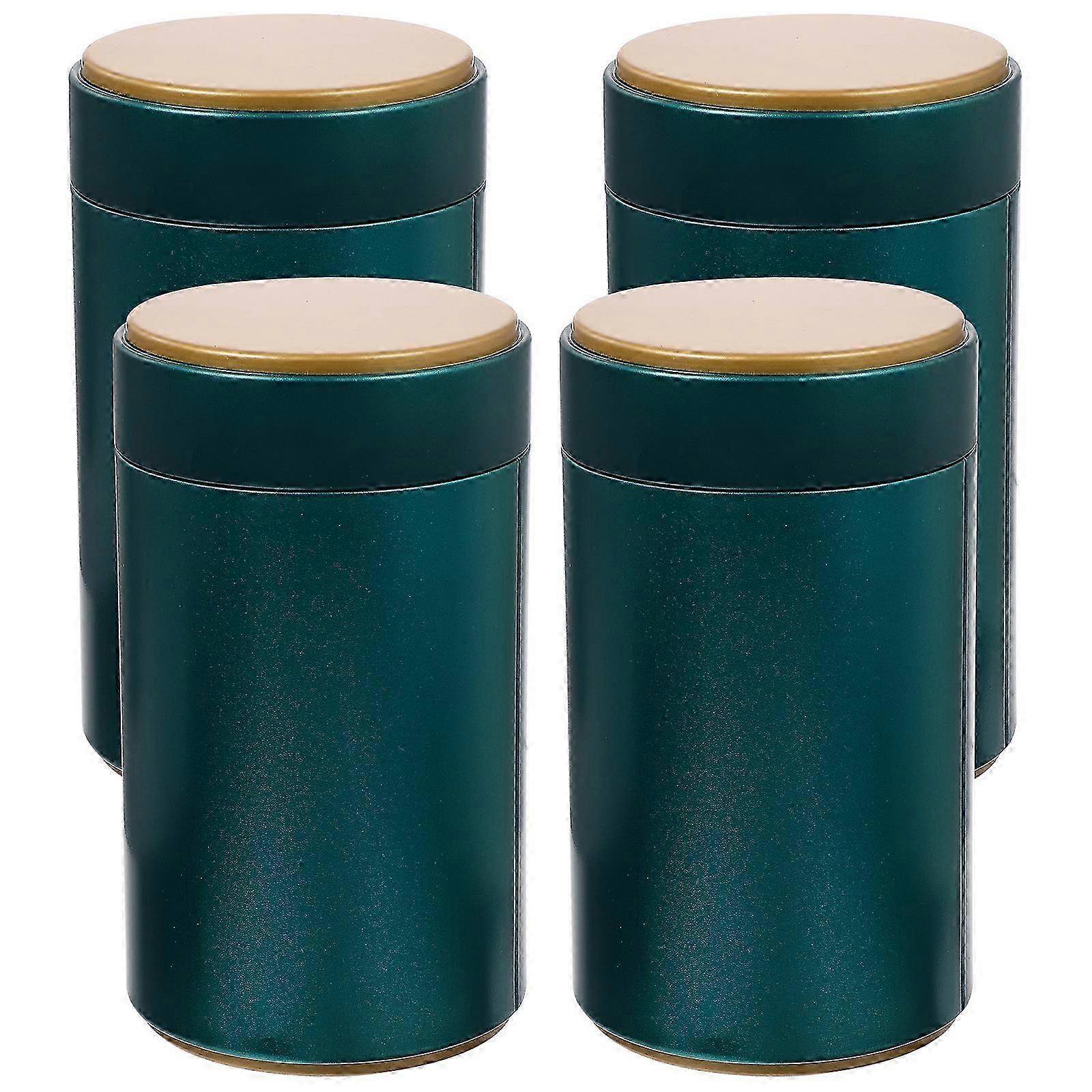 4Pcs Tea Tin Canisters with Airtight Lids Tinplate Storage Jars Loose Leaf Tea Canisters