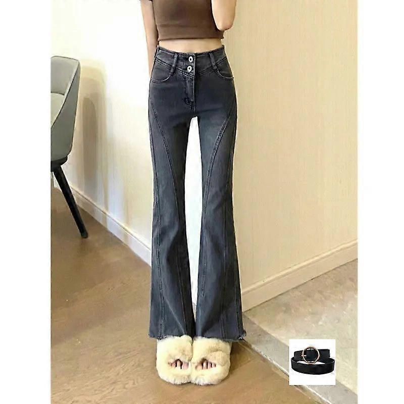 Design-Sensual High-End Micro-Flare Jeans For Women With Elastic Retro High Waist Slim And Slim Floor Pants