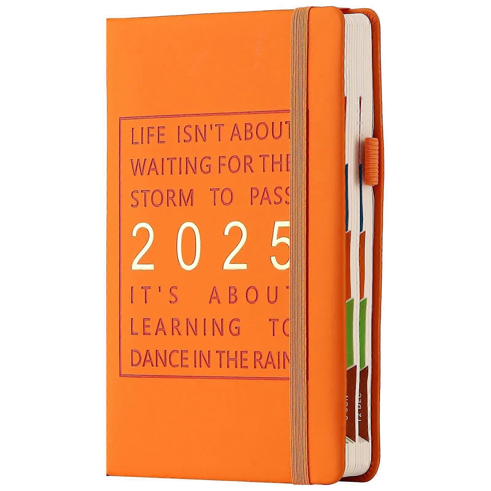 Calendar A5 Page a Day with Colorful Monthly Tabs, Hardcover, Bookmark orange A5