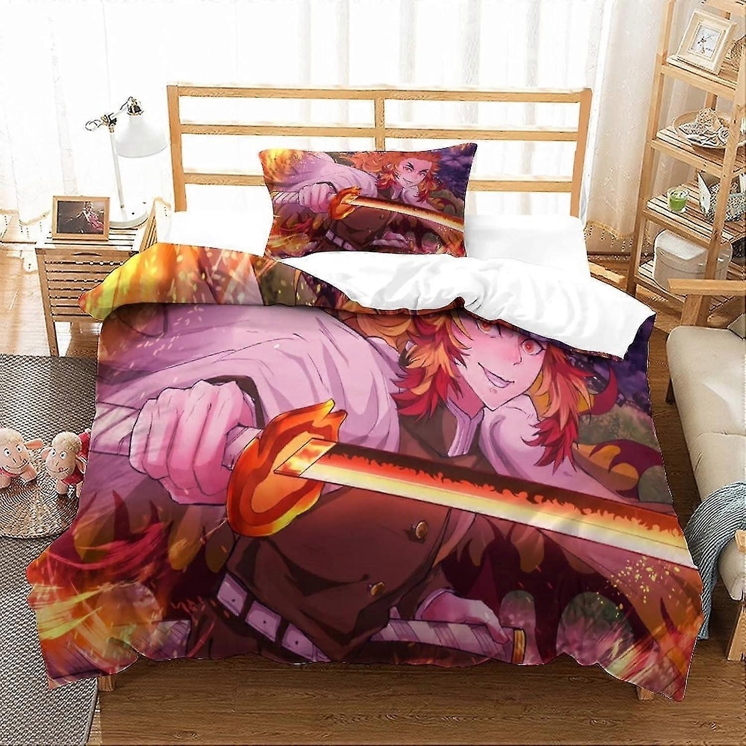 Anime Characters Bedding Set 3D Design Duvet Cover Set, Soft 100% Microfiber Bed Set 2Pcs, Print Single Double King Size Microfibre Duvet Co
