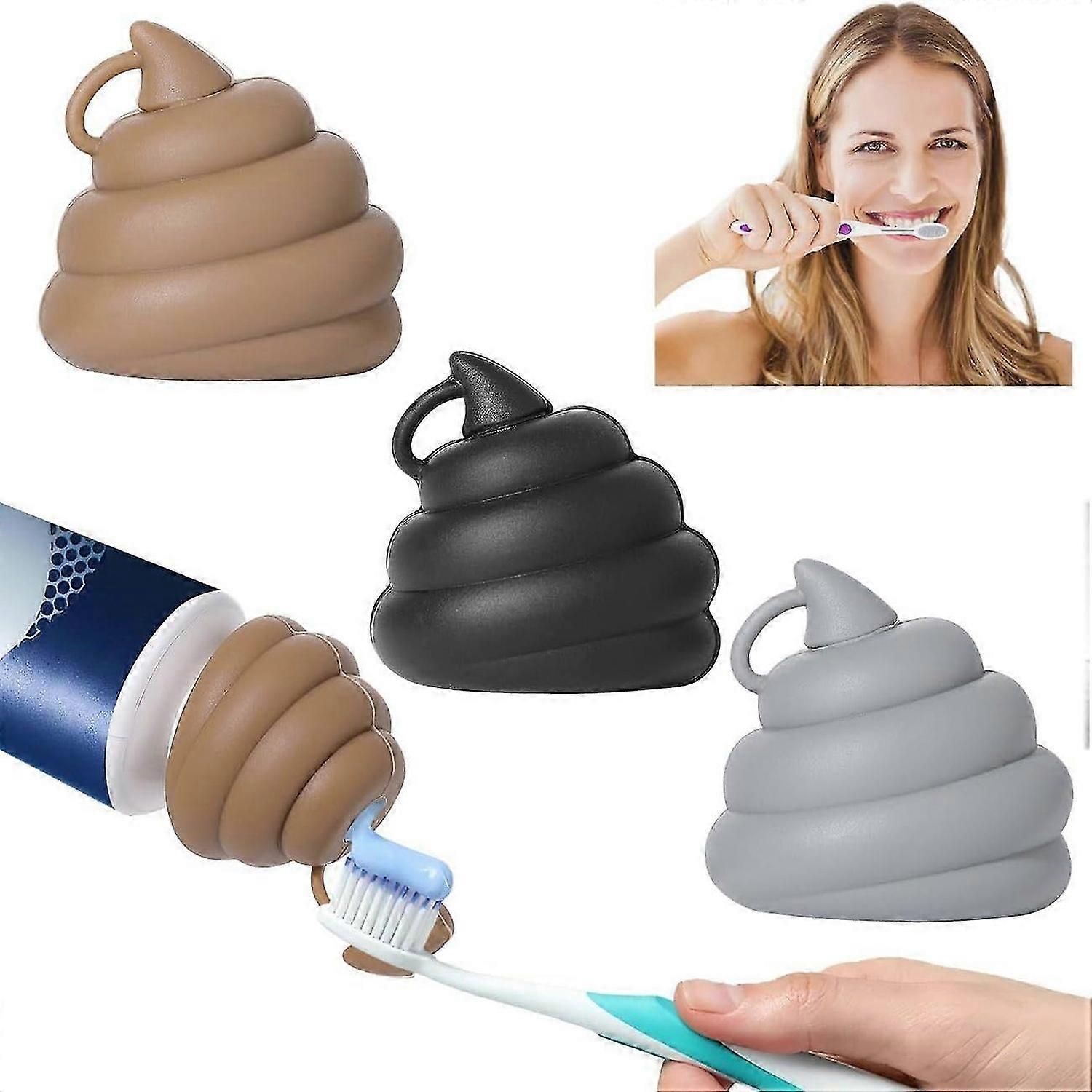 3Pcs Funny Poop Toothpaste Topper Silicone Toothpaste Dispenser Funny Creative Toothpaste Squeezer,Interesting Gadgets Gift for Friends Family