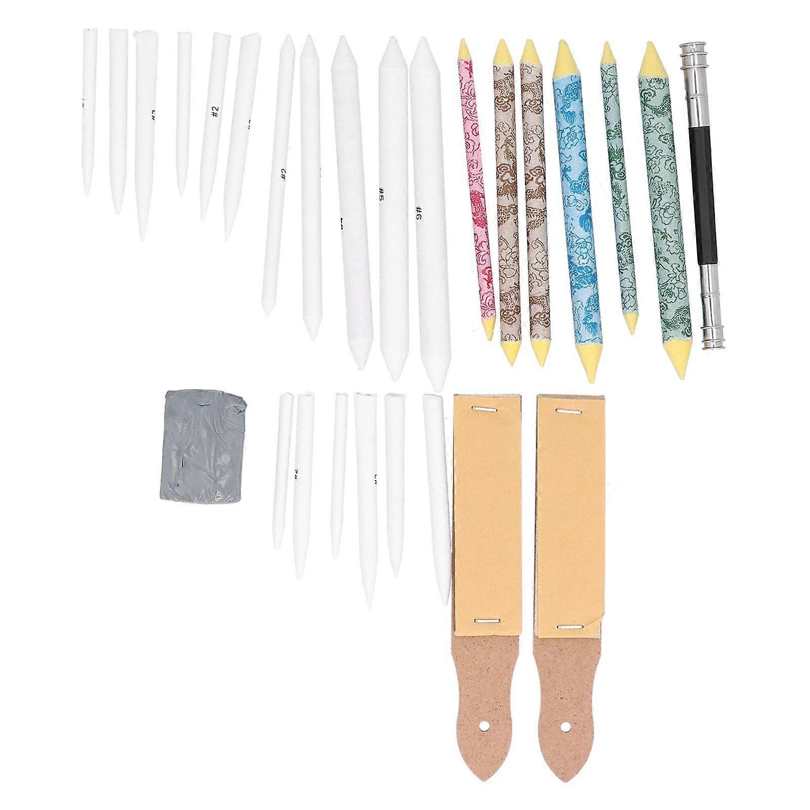 2025 Latest Model  28pcs Blending Stumps Set Sandpaper Pencil Sharpener