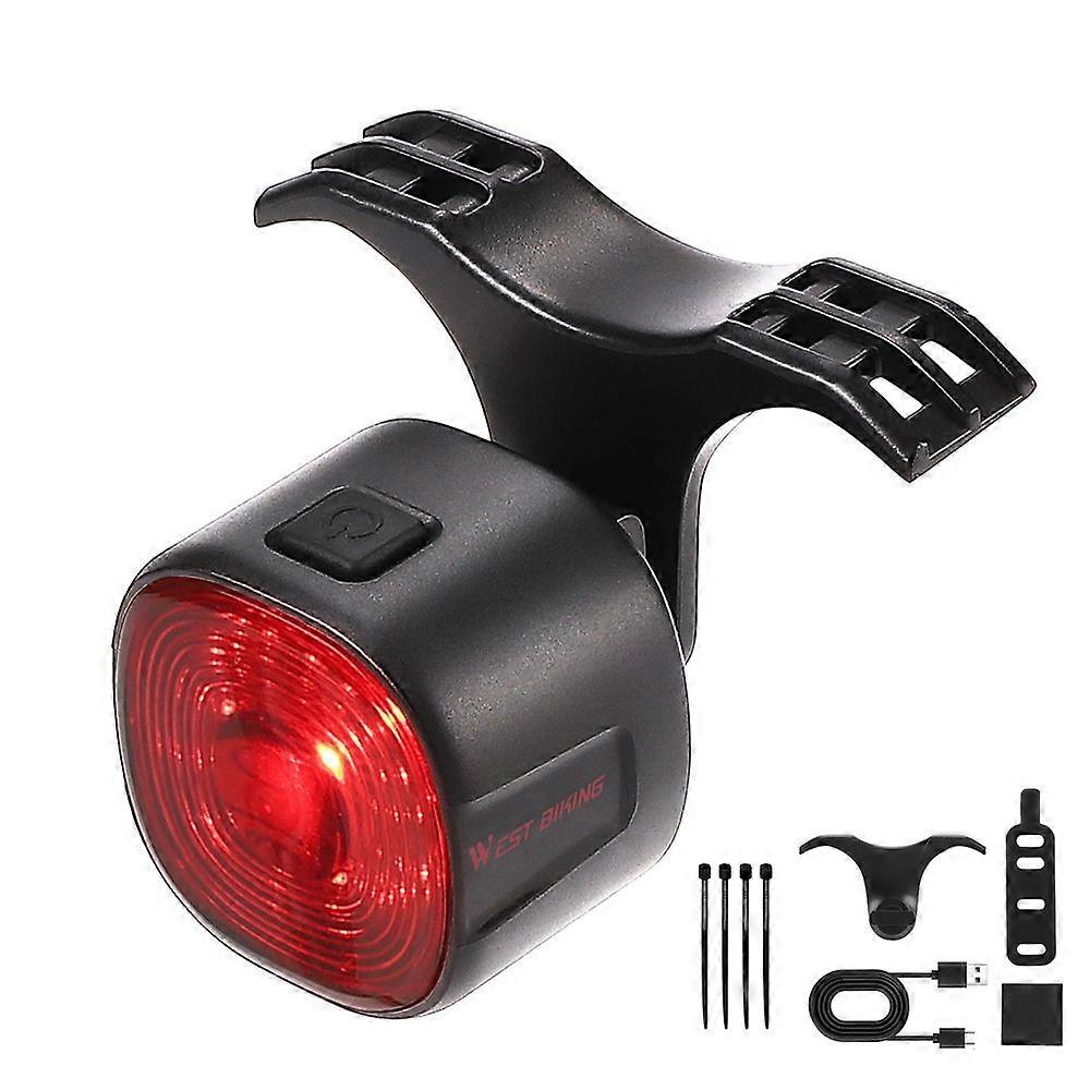 WEST BIKING Intelligent Bike Taillight Rechargeable Bicycle Rear Light High-Bright Cycle Warning Lamp Waterproof with 6 Light Modes Brake & Light Sens