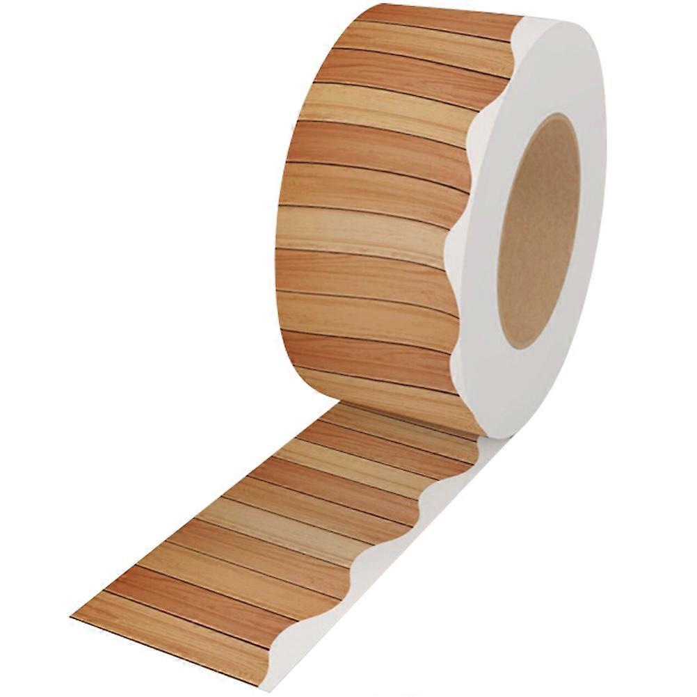 Plank Bulletin Board Border Peel and Stick Fan Shape Design for Classroom Home Decoration Classic Wood Grain Look No Adhesive Residue