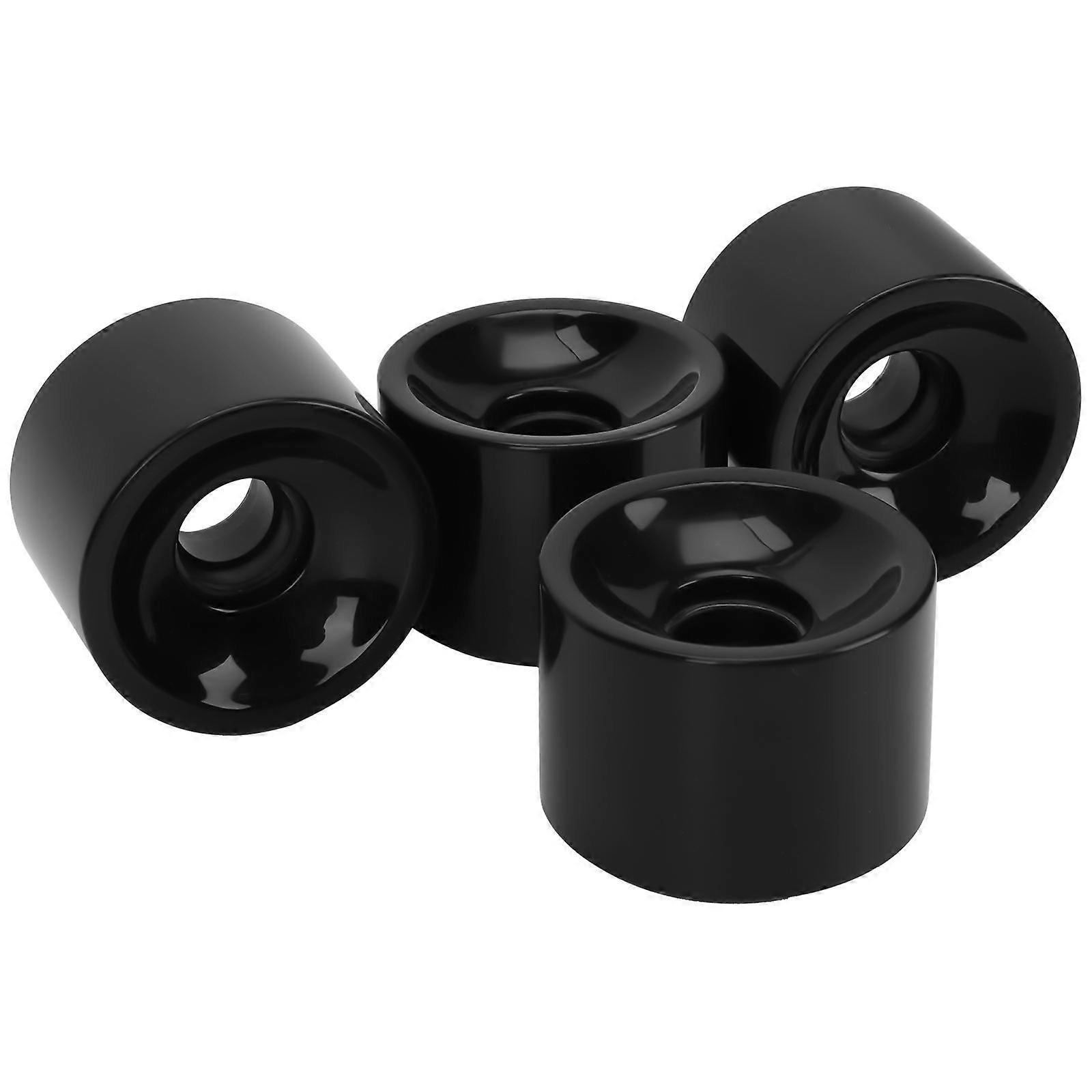 Replacement Skateboard Wheels High Resilience Pu Black 7x7cm For Street Skating 4Pcs