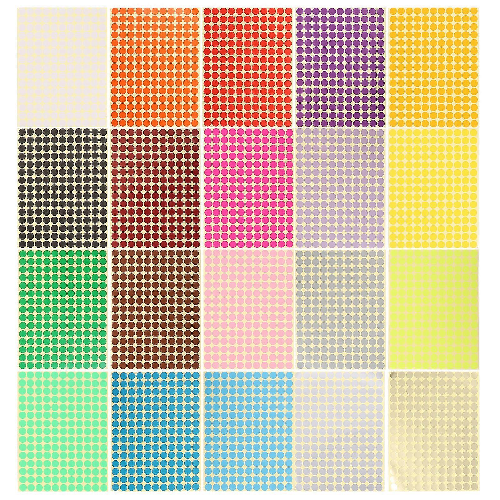 Colored Dot Stickers Round Adhesive Labels for Decoration 20 Sheets Pack