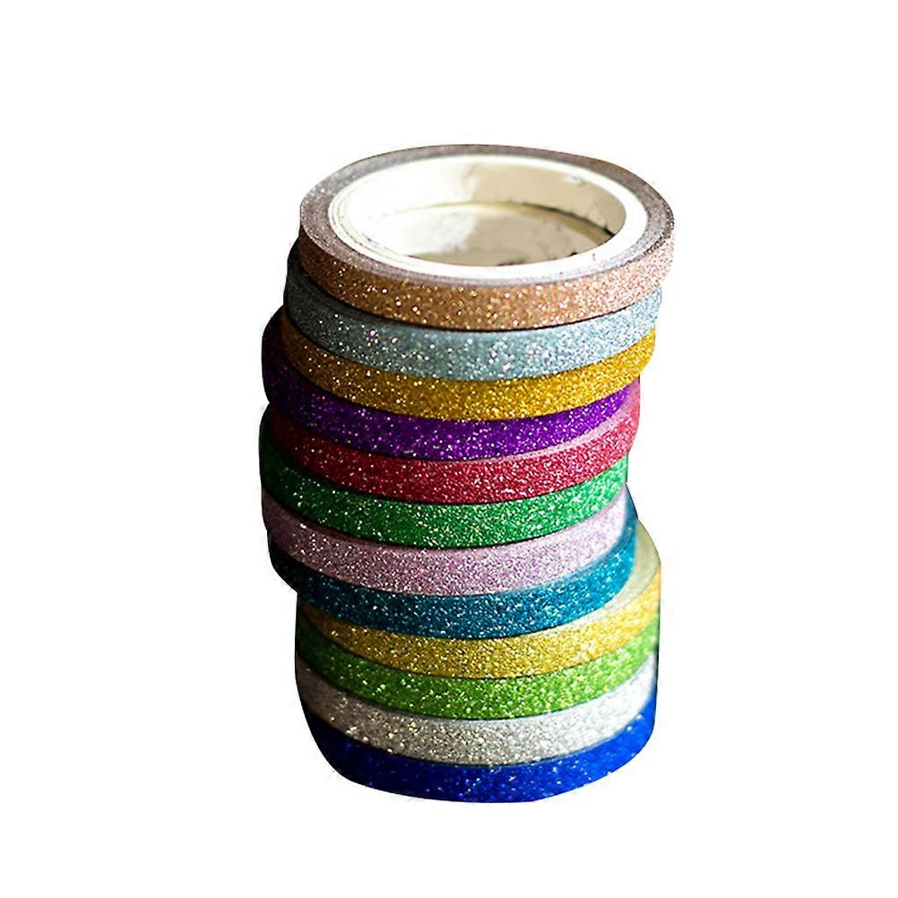Colorful Washi Tape Glitter Masking Tape Scrapbooking DIY Planner Decor present Wrapping Random Color 12Pcs