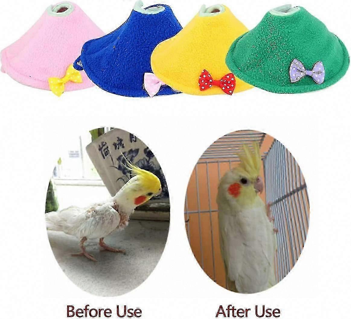 Adjustable Bird Parrot Cone Collar for Wound Healing, Anti-Bite Recovery Collar (XS, Blue)