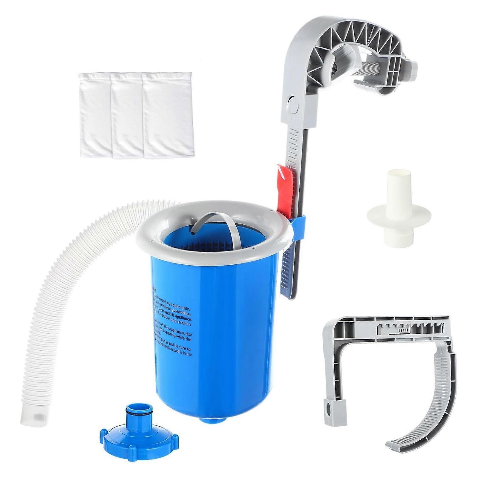 Pool Skimmer Wall Mount Pool Surfacing Skimmer with Hose and Basket Adjustable Floating Pool Filter Automatically Removing