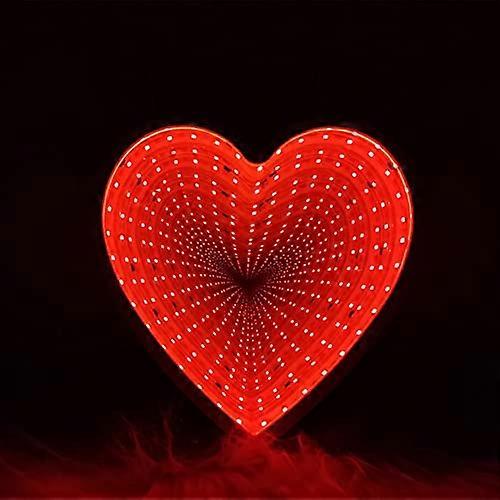 3D Mirror Night Light - Infinity Tunnel LED Lamp, Heart-A Design for Home and Christmas Party Decoration, Colorful LED Light