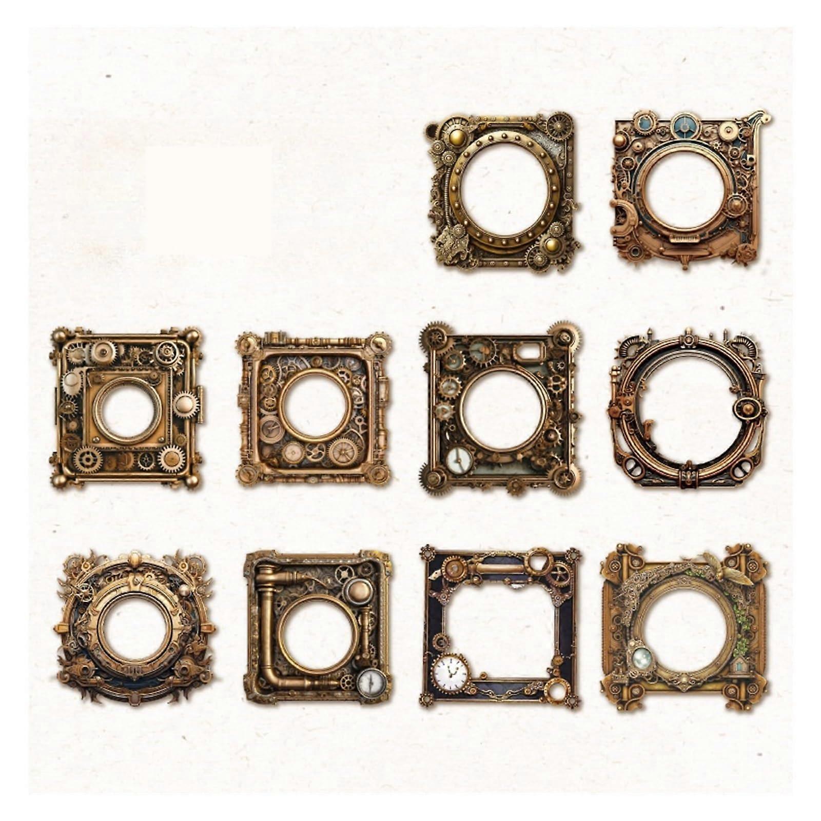 Decorative Scrapbook Paper 10 Pieces Mechanical Age Series Hohlrahmen Material for DIY Crafts, Collage, and Art Projects