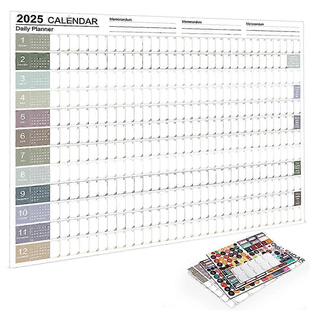 2025 Large Calendar for Wall 2025, Wall Calendar Horizontal Layout, Yearly Planner for Office, Classroom, Home, Task Organizer