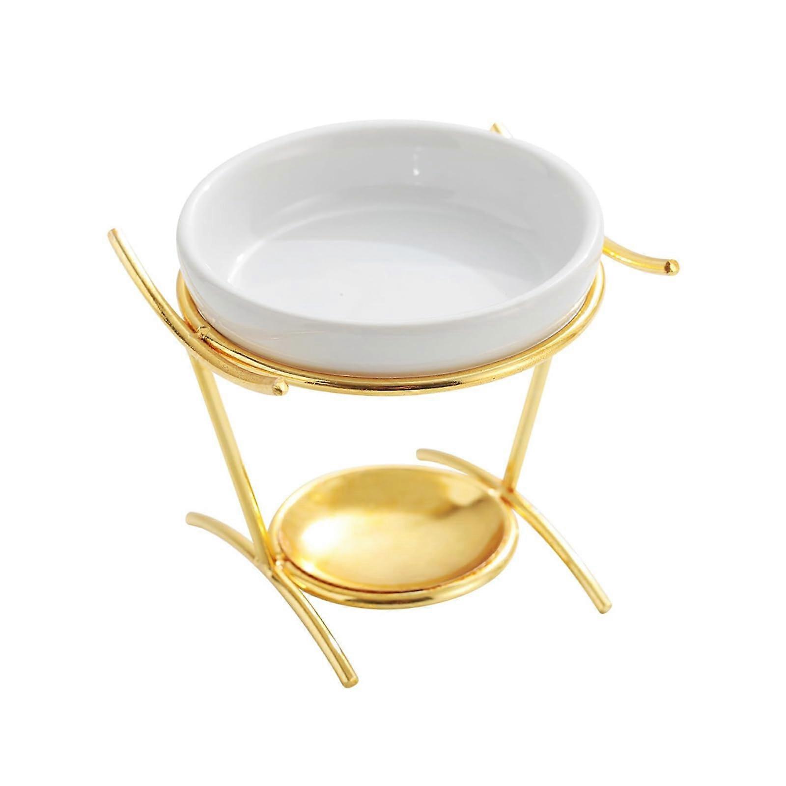 Wax warmer with wooden base, large capacity, essential oil burner for aromatherapy and relaxation, gold