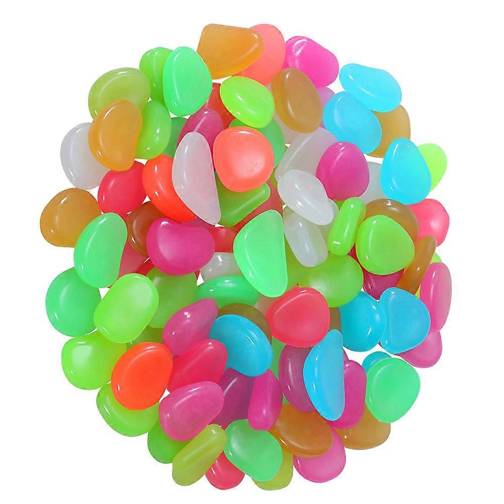 Glow in the Dark Aquarium Stone for Decoration Use Resin Multi Color Absorb Sunlight 400pcs