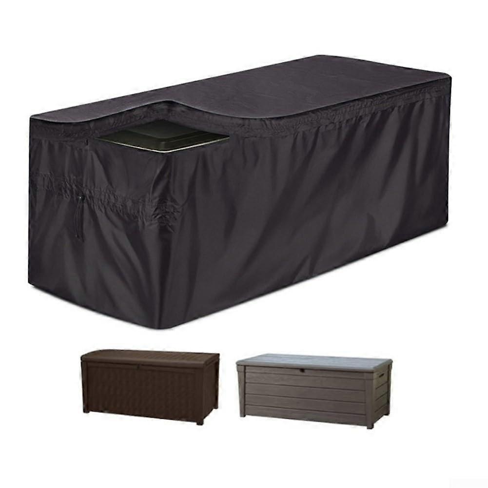 Durable 210D Oxford Fabric Outdoor Storage Box Cover for Garden Trunks with Adjustable Drawstring and Quick Release Fasteners (S)'