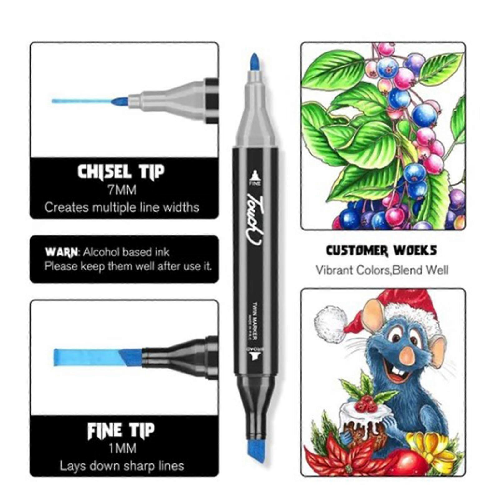 Paint Markers Vivid 48 Colors Fadeless Double Ended Marker Pen Set for Costume Animation Design