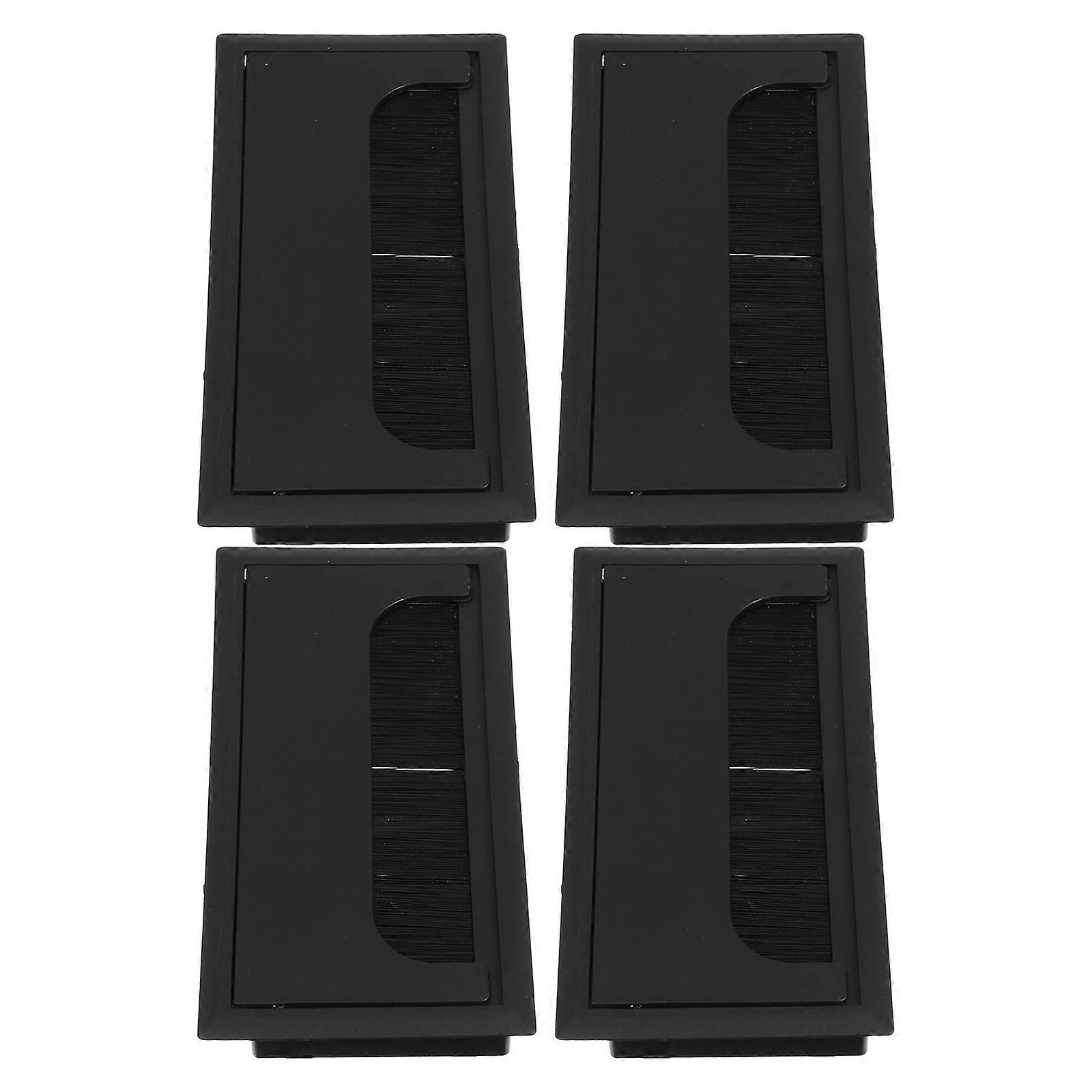 4pcs Wire Hole Grommets for Office Desk Black Cable Covers with Brush Design for Cable Management and Dust Prevention